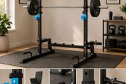 Squat Rack Multi-Function Barbell Rack Height Adjustable Dip Stand Home Gym Weight Lifting Bench Press Dip Station Push up Portable Strength Training Dumbbell Rack