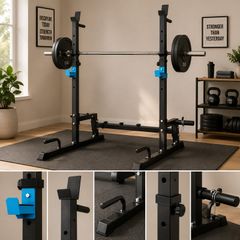 Squat Rack Multi-Function Barbell Rack Height Adjustable Dip Stand Home Gym Weight Lifting Bench Press Dip Station Push up Portable Strength Training Dumbbell Rack