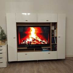Glossy TV unit with storage, fits 50 inch TV