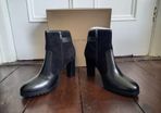 High Heel Leather & Suede Ankle Boots