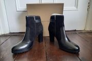 High Heel Leather &amp; Suede Ankle Boots