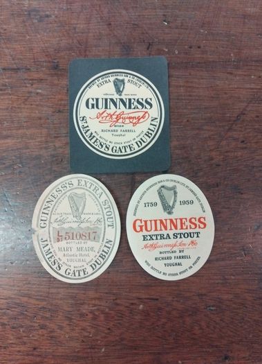 3 Vintage Guinness Youghal Bottle labels
