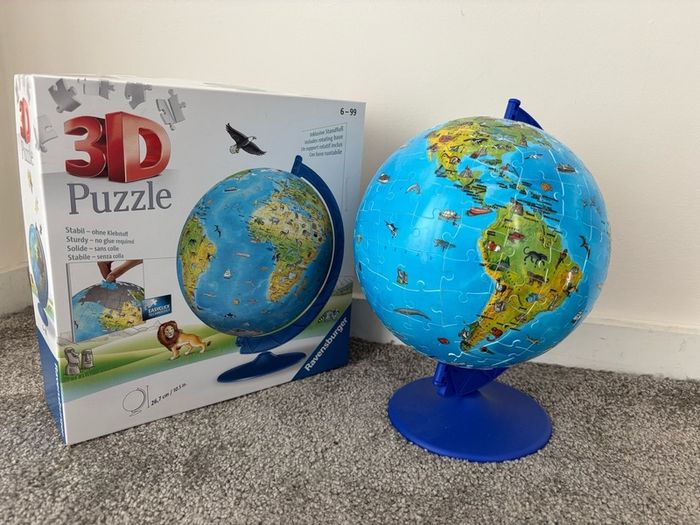 3D puzzle children globe  26.7cm height 180 numbered puzzle
