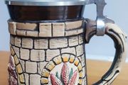 German Beer Stein Pewter Lid Vintage Made in Germany