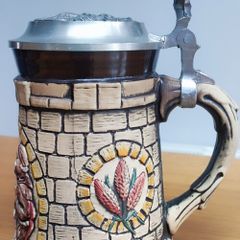 German Beer Stein Pewter Lid Vintage Made in Germany
