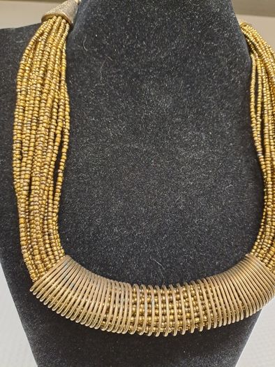 Gold Multi-Strand Beaded Statement Necklace