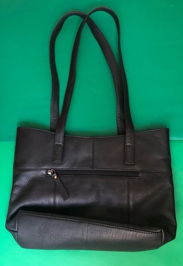 Rowallan of Scotland Black Leather Tote Zipped Handbag