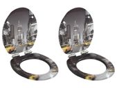WC Toilet Seats 2 pcs with Soft Close Lids MDF New York Design