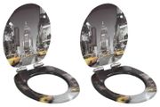 WC Toilet Seats 2 pcs with Soft Close Lids MDF New York Design