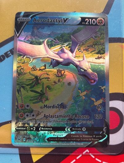 Pokemon TCG Aerodactyl V, card 180 196 from the Lost Origin set