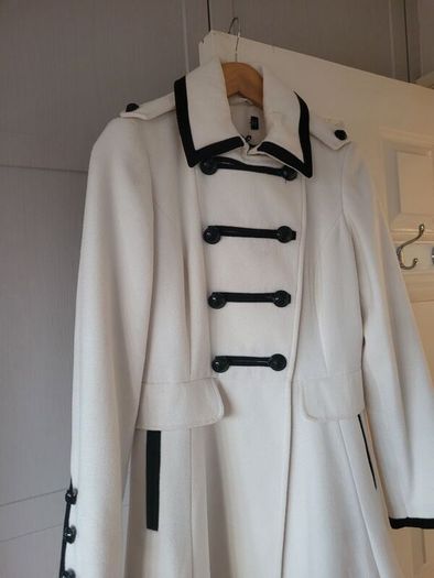 Military Style White Winter Coat