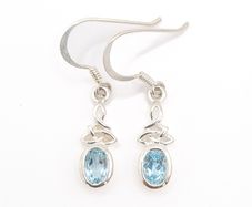 Celtic Knot Blue Topaz Silver Earrings