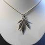 Sterling silver 925 Cannabis Weed Leaf Pendant and Chain Image 2