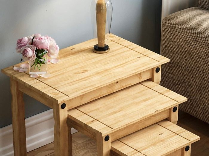 Movian Corona Nest Of Tables, Solid Pine Wood (FREE POSTAGE)