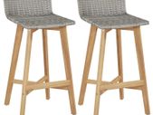 Bar Chairs 2 pcs Solid Acacia Wood