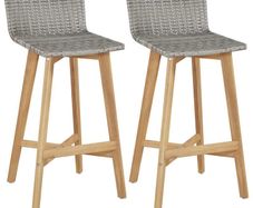 Bar Chairs 2 pcs Solid Acacia Wood
