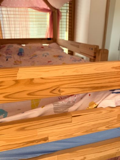 Mezzanine Kids Bed with mattress and canvas covers - like new