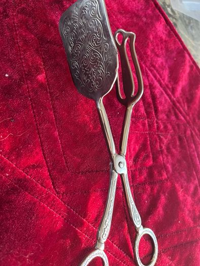 silver plated cake tongs