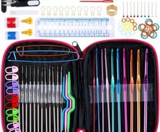 Crochet Hooks Set 100pcs Knitting Tool Accessories with Pink Case