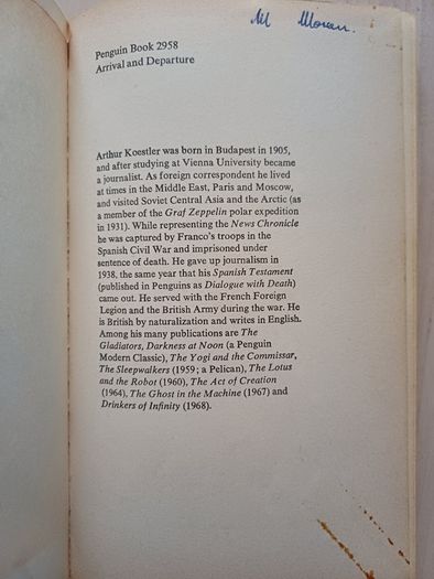 Arrival and Departure by Arthur Koestler - 1969 Penguin Vintage Paperback