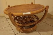 Round Rattan Coffee Table Boho Vintage