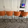 Set of 4 Orange Velvet Bar Stools Image 6