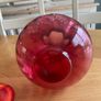 Stunning Oversized Cranberry Glass Vase . Hand blown glass with ruffle edge Image 2