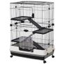 Four-Tier Small Animal Cage, for Bunnies, Ferrets, Chinchillas w/ Wheels, Tray - Black Image 5