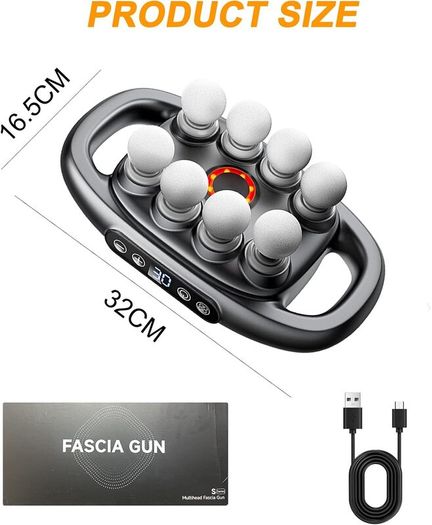 8 Heads Massage Gun - Muscle Massage Gun Deep Tissue, Muscle Pain Relief, Neck Massager for Leg Neck Back Shoulder, Back Massager, Home Office Accessories