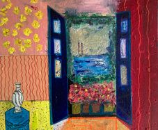 Original Abstract Painting Matisse Style meets Poolbeg Chimneys Inspired Painting Original Art Painting Irish Abstract ArtSeascape Dublin