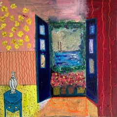 Original Abstract Painting Matisse Style meets Poolbeg Chimneys Inspired Painting Original Art Painting Irish Abstract ArtSeascape Dublin