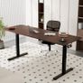 Electric Standing Desk Height Adjustable 170x60cm Sit Stand with Splicing Top for Home Office (Black Frame + Black Walnut Desktop) Image 2