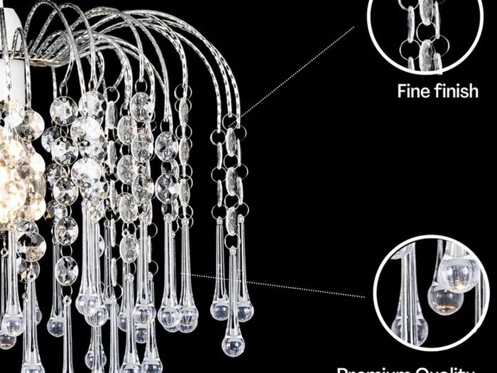 Teardrop Acrylic Light Shade | Ceiling Light Shade | Lamp Shade | Chandeliers Ceiling Light | Chrome Finish Pendant Light Shade for Living Room Light Shades Ceiling Bedroom Kitchen Hallway (FREE POSTAGE)