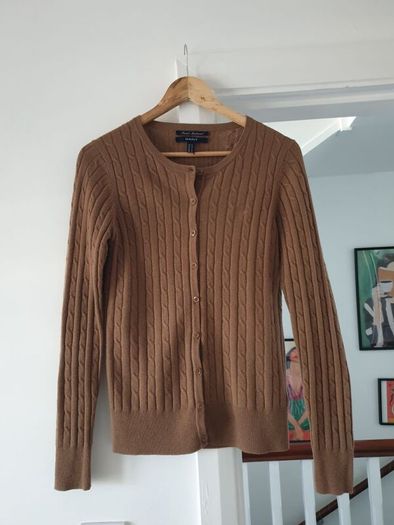 Gant Wool Rich Cable Knit Cardigan Size Medium
