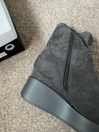 boots grey suede effect wedge sock boots size 41