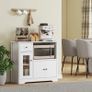 Kitchen cabinet with cable hole, chest with 2 cabinets, open compartment, drawer, 80 x 35 x 72.2 cm, particleboard, white Image 3