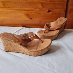 Ugg natassia wedge sandles Size 4 eu 37 tan in new condition
