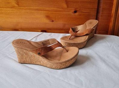 Ugg natassia wedge sandles Size 4 eu 37 tan in new condition