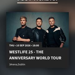 2 x Seated Westlife Tickets