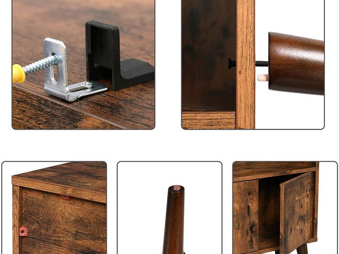 _Retro Bookcase with 2 Shelves and Cabinet Doors Living Room Cabinet Retro Furniture for Living Room, Foyer, Office, Storage for Books Photos Decoration Wood Effect