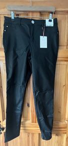 New Black Leather Coated Jeans