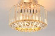 Gold Crystal Ceiling Lights,Modern Semi Flush Mount Fittings Ceiling Lamp Fixture,Hallway Ceiling Lights,Dia 26.5cm Crystal Chandelier for Living Room Dining Room Kitchen Bathroom (E27 Base)