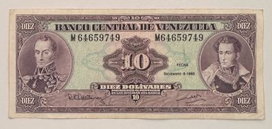 Venezuela 10 Bolivares 1992 Banknote