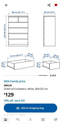 Ikea Malm Chest of Drawers