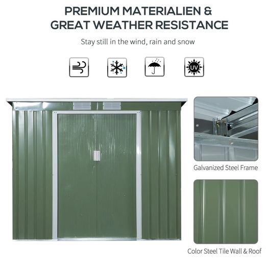 NEW SALE | Garden Storage Shed w/ window Double Door Green
