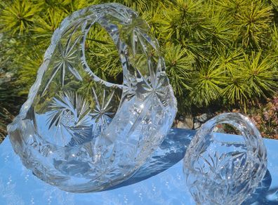 Lead Crystal Baskets With Handle Set of 2