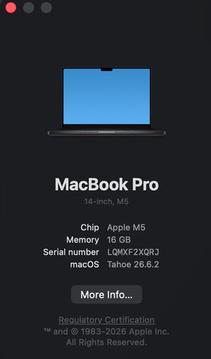 Apple MacBook Pro 14.2" M5 16GB 512GB - Space Black