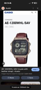 CASIO 1200WHL-5AVEF- leather strap