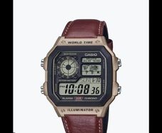 CASIO 1200WHL-5AVEF- leather strap