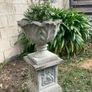 Vintage Cast Stone Classical Garden Urn & Decorative Plinth Set Image 3
